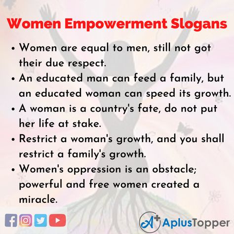 Slogans on women Empowerment Women Empowerment Slogan, Slogans On Women Empowerment, Confidence Quotes For Women, Women Growth, Cover Page For Project, Happy Womens, Women Slogan, Quotes For Women, Confidence Quotes