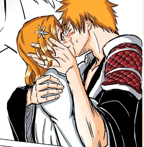 Ichigo And Orihime Fanart, Ichigo And Orihime Manga, Ichigo Kurosaki X Orihime, Orihime X Ichigo, Orihime Pfp, Orihime Manga, Orihime And Ichigo, Ichigo Kurosaki Icons, Bleach Ichigo And Orihime