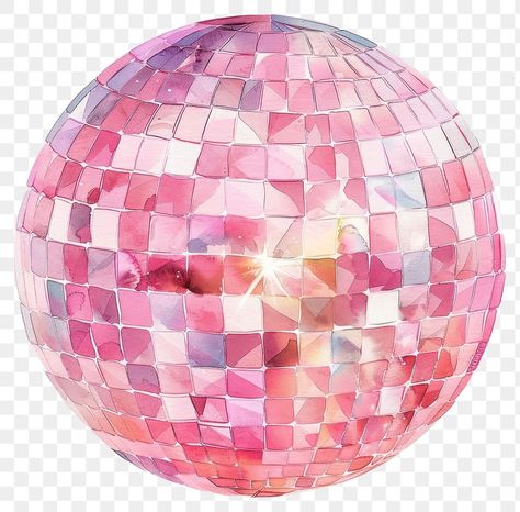 Pink Painted Disco Ball, Pink Disco Ball Clipart, Disco Ball Illustration, Disco Png, Disco Ball Png, Pink Disco Ball, Ball Illustration, Pink Pictures, Pink Drawing