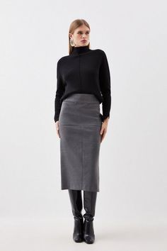 Grey Knit Midi Skirt Outfit, Grey Knitted Skirt Outfit, Grey Knit Skirt Outfit, Winter Midi Skirt, Winter Midi Skirt Outfit, Midi Skirt Outfit Ideas, Skirt Outfit Ideas, Best Winter Outfits, Midi Skirt Outfit