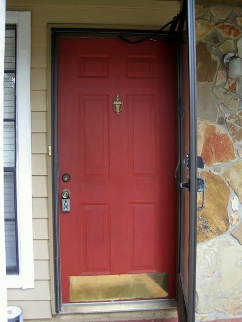 Yesterday I mentioned that I painted my front door, but hadn’t yet shared what color I painted it.  Here is what the old gal looked like before: When you opened the (broken) storm door, it looked like this: The storm door removal is still a project for another day, but I couldn’t wait to get … The Ugly Duckling, Ugly Duckling, Storm Door, Black Doors, Red Door, Front Doors, Another Day, Wood Doors, Staining Wood