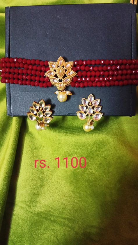 Maroon colour crystal moti choker just at £ 1100. Call 8238265236 Moti Choker, Maroon Choker, Maroon Colour, Choker Set, Maroon Color, Color Crystal, Choker, Crystals