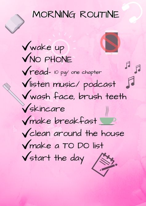 Anime Morning Routine, Bible Routine Ideas, Morning Routine For Intj, What To Do In The Morning, Skin Care Routine List, Things To Do In The Morning, Morning Wellness Routine, Morning Routine List, Routine List