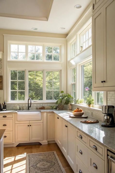 Kitchen Windows Above Sink Ideas, Kitchen Window Above Sink, Kitchen Window Shutters, Big Kitchen Window, Kitchen Window Shelf, Window Above Sink, Bamboo Roller Shades, Kitchen Window Ideas, Window Over Sink