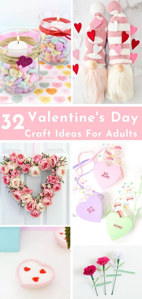 Make these easy Valentine’s Day crafts with my selection of Valentine's Day crafts for adults. Grab your gun glue and make one of these festive DIY valentines day crafts as Valentine's day gift for your friends or as decoration for your home. Click the link to discover more fun and simple February crafts for adults. Easy February Crafts, February Crafts For Adults, Diy Valentines Day Crafts, Simple Valentines Gifts, Valentines Day Crafts, Handmade Party Favors, Diy Valentines Day, February Crafts, Valentine's Day Crafts