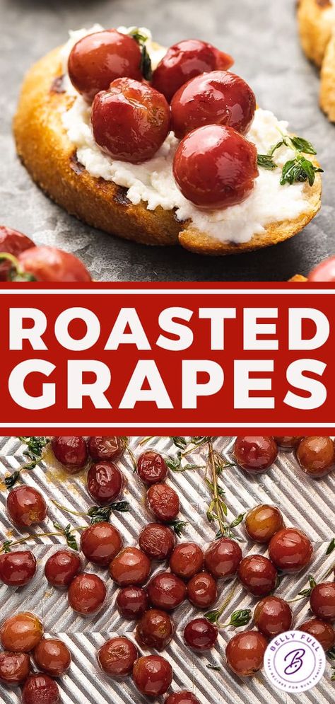 Pioneer Woman Roasted Grapes, Baked Grapes And Cheese, Roasted Grapes Appetizers, Roasted Grape Salad, What To Do With Soft Grapes, Baking With Grapes, Roasted Fruit Recipes, Old Grapes What To Do With, Red Grape Recipes