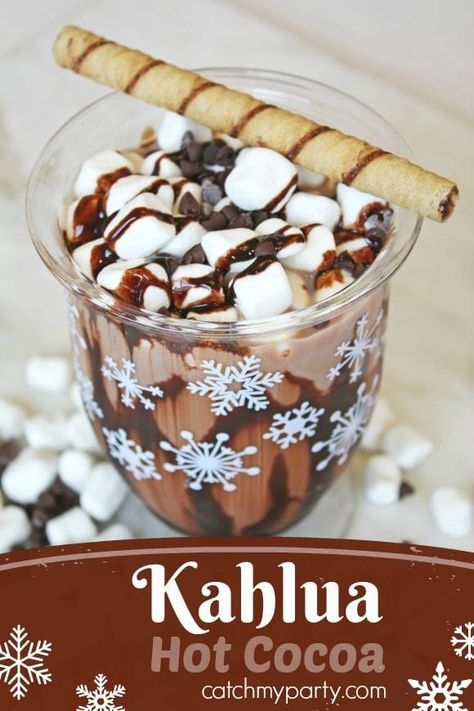 Kahlua Hot Chocolate, Kahlua Drinks, Kahlua Recipes, Hot Cocoa Recipe, Chocolate Drink, Hot Chocolate Drinks, Cocoa Recipes, Boozy Drinks, Hot Chocolate Bars