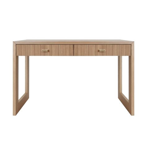 Shop Two Drawer Desk With Fluted Detail at Burke Decor today. Quick ship and free shipping available for select items in the US. International shipping available. Marble Desk, Drawer Desk, Brass Desk, Desk In Living Room, White Oak Wood, Oak Desk, Kathy Kuo Home, Burke Decor, Office Furniture Desk