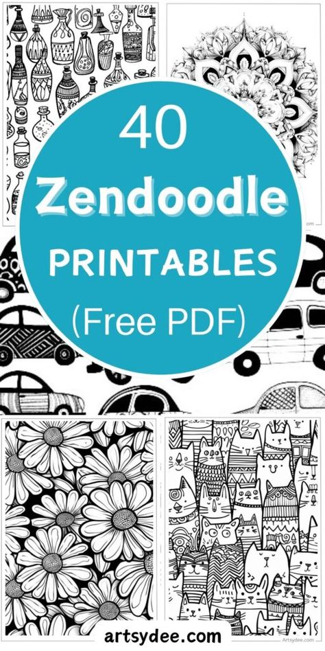 Patterns For Zentangles, Doodle Art Embroidery, Doodles To Color Free Printable, Zendoodle Step By Step, How To Do Zentangle Patterns, Zentangle Printables Free, Zentangle Practice Sheets Free Printable, Easy Full Page Doodles, Printable Doodle Pages