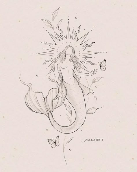 As Above So Below Tattoo Ideas, Female Figure Tattoos, Mermaid Line Art, Folklore Tattoo, Ocean Theme Tattoos, Matching Tattoos For Siblings, Siren Tattoo, Empowering Tattoos, Mermaid Tattoo Designs