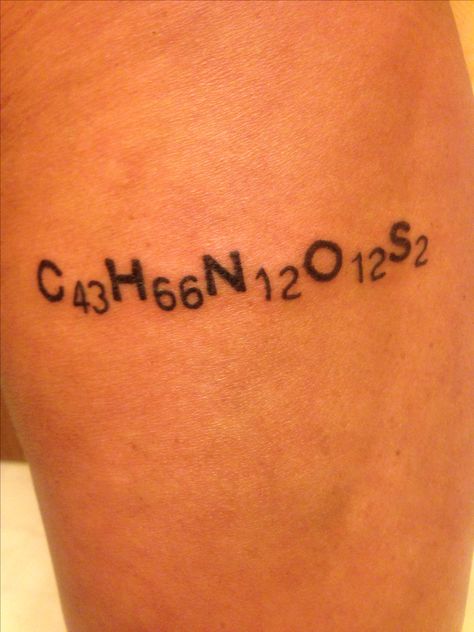 The chemical formula for the hormone oxytocin.....the bonding hormone aka the love hormone! Hormone Tattoo, Chemical Formula Tattoo, Love Chemical Formula, Equation Tattoo, Oxytocin Tattoo, Formula Tattoo, Chemical Structure Tattoo, Formula For Love, Chemical Tattoo