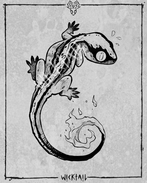 Fire Salamander Tattoo, Gargoyle Gecko Tattoo, Exotic Animals Drawings, Tattoo Designs Witchy, Abstract Animal Tattoo, Animal Flash Sheet, Animal Flash Tattoo, Exotic Inktober, Animal Outline Drawing