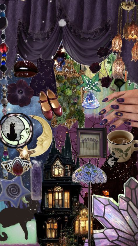 #whimsigoth #whimsical #purple #witch #halloween #spooky #90s #fyp #wallpaper #aesthetic 90s Witch Aesthetic, Witch Aesthetic Wallpaper, 90s Witch, 30th Bday Party, Witch Wallpaper, Purple Witch, Wallpaper Purple, 30th Bday, Witch Halloween