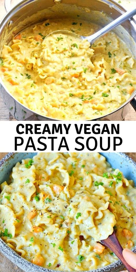 Soup Recipe Vegan, Pasta Soup Recipes, Vegan Pasta Recipes, Vegan Soup Recipes, Pasta Soup, Vegan Soups, Vegan Comfort Food, Vegetarian Soup, Cream Soup