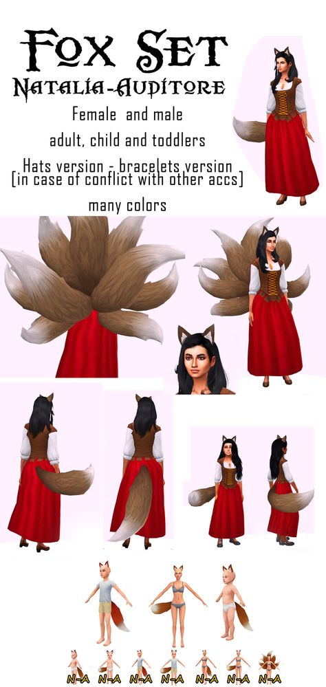 Fox set | Natalia-Auditore on Patreon Sims 4 Cc Therian, Sims 4 Animal Tail Cc, Sims 4 Cc Fox Ears And Tail, Sims 4 Wolf Tail, Sims 4 Werewolf Cc Tail, Fox Ears Sims 4 Cc, Sims 4 Cc Pointed Ears, Sims 4 Cc Ears And Tail, Sims 4 Wolf Ears Cc