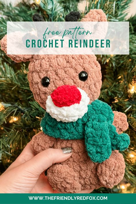 Free Crochet Reindeer Pattern - Crochet Reindeer Pattern, Squishy Crochet, Crochet Baubles, Crochet Reindeer, Holiday Crochet Patterns, Christmas Crochet Patterns Free, Reindeer Pattern, Crochet Deer, Crochet Christmas Gifts