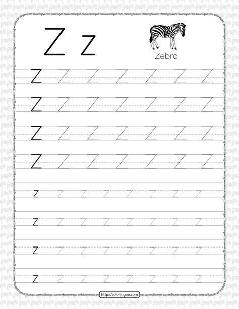 Letter Z Tracing Worksheet, Free Alphabet Tracing Printables, Z Worksheet, Marker Coloring Pages, Dotted Letters, Alphabet Tracing Printables, Tracing Alphabet Letters, Free Printable Alphabet Worksheets, Marker Coloring