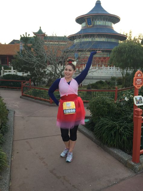 Mulan running costume for run disney princess half marathon Mulan Running Costume, Race Costume, Running Ideas, Disney Half Marathon, Disney Running, Disney Races, Disney Princess Half Marathon, Run Disney Costumes, Running Outfit