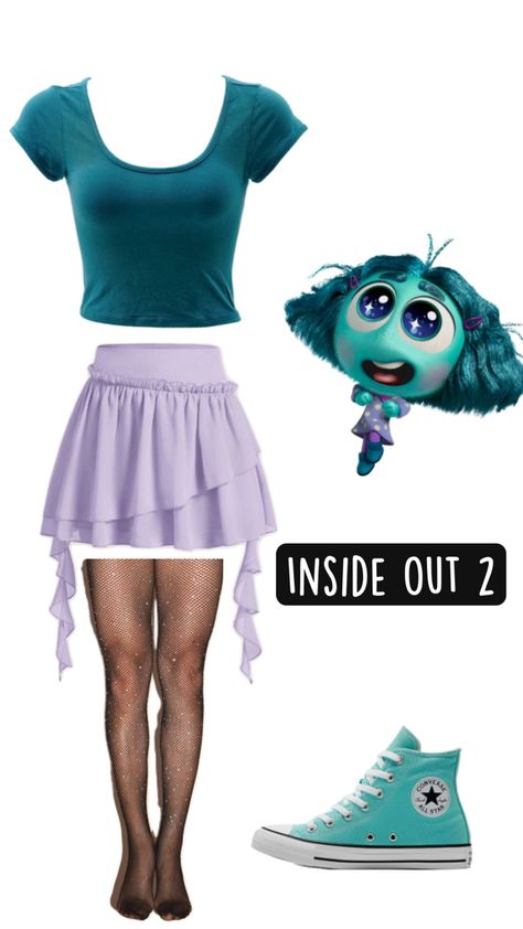 Inside Out 2, Envy Emotion, Teal, Purple, Jung kook,BTS Envy Emotion, Bing Bong Inside Out, 2 Halloween Costumes, Inside Out Costume, Inside Out 2, Fun Crafts To Do, Disney Inspired Outfits, Purple Outfits, Christmas Costumes