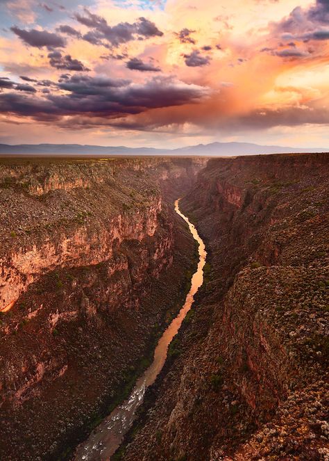 Rio Grande Gorge near Taos, New Mexico. | Adam Schallau Photography New Mexico Road Trip, New Mexico Style, Taos New Mexico, New Mexico Usa, Land Of Enchantment, Mountain Town, Taos, National Monuments, Mexico Travel