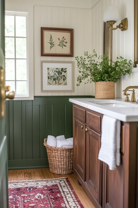 Bathroom With Tub Ideas, Farmhouse Storage Ideas, Sage Green Bathroom Ideas, Farmhouse Bathroom Storage, Diy Farmhouse Bathroom, Sage Green Bathroom, Farmhouse Bathroom Inspiration, Green Bathroom Ideas, Small Farmhouse Bathroom