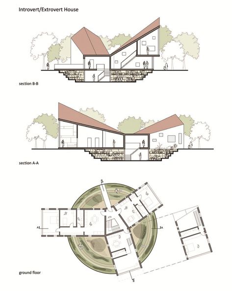 Introvert/Extrovert House | giuseppe vultaggio Introvert Extrovert, Extroverted Introvert, University Life, Train Journey, Life Science, The Landscape, A Series, Portfolio Design, House Design