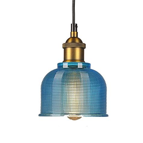 HJXDtech - Industrial Vintage 15cm Glass Lampshade Pendant Light E27 Retro Loft Ceiling Lamp Suspension Lighting (Blue) Red Dining Room, Nautical Vintage, Dining Room Blue, Simple Pendant, Interior Design Themes, Hanging Ceiling Lights, Hanging Fixture, Hanging Light Fixtures, Glass Lamp Shade