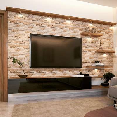 Brick Wall Interior Living Room, Wall Tiles Living Room, Stone Walls Interior, Brick Interior Wall, Stone Wall Cladding, Modern Tv Wall, Wall Tv Unit Design, Wall Panel Design, Wall Furniture