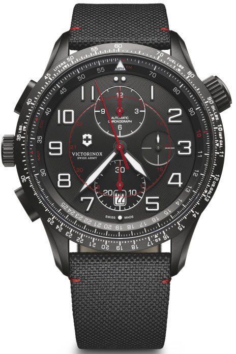 @vxswissarmy Watch Airboss Mach 9 #add-content #bezel-bidirectional #bracelet-strap-synthetic #brand-victorinox-swiss-army #case-material-black-pvd #case-width-45mm #chronograph-yes #classic #date-yes #delivery-timescale-1-2-weeks #dial-colour-black #gender-mens #movement-automatic #new-product-yes #official-stockist-for-victorinox-swiss-army-watches #packaging-victorinox-swiss-army-watch-packaging #style-sports #subcat-airboss #supplier-model-no-241716 #warranty-victorinox-swiss-ar... Victorinox Swiss Army Watches, Victorinox Watches, Army Watches, Swiss Army Watches, Victorinox Swiss Army, Mens Fashion Watches, Analog Watch, Black Edition, Swiss Army