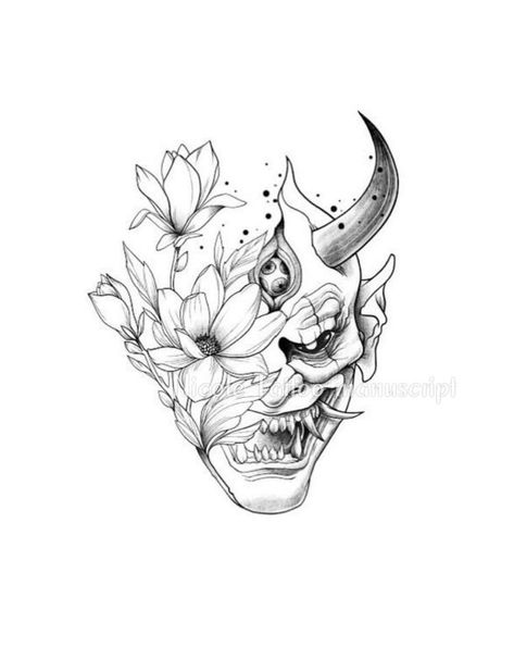 Hannya Maske Tattoo, Small Japanese Tattoo, Hannya Maske, Mascara Oni, Japanese Mask Tattoo, Japanese Tattoo Women, Oni Mask Tattoo, Oni Tattoo, Hannya Mask Tattoo