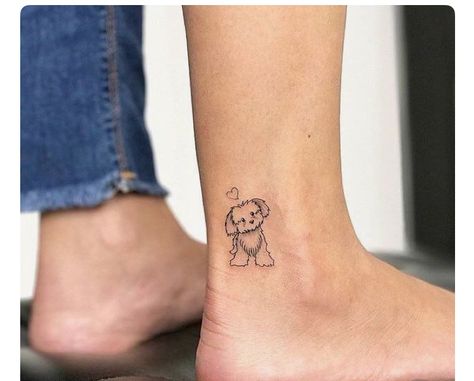 Small Dog Tattoo, Tattoo Lower Back, Tatoo Dog, Puppy Tattoo, Small Dog Tattoos, 42 Tattoo, Shape Tattoo, Harry Potter Tattoos, Cute Small Tattoos