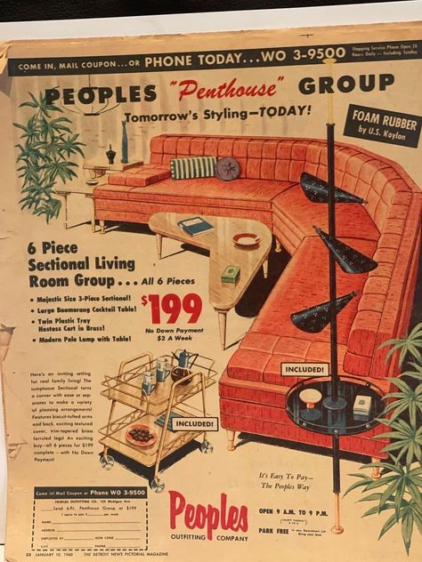 MCM Homes & Decor - 1930s to 1960s | Facebook 1960s Advertisements, 1960 Interior Design, 70s Advertising, Retro Furniture 1950s, 60s Interior Design, 1980s Interior Design, Vintage Store Displays, 70s Interior, Mod Decor