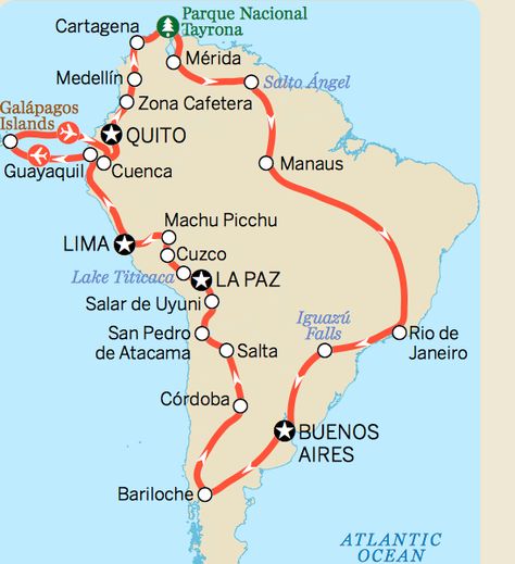 South America Itinerary Map, LP. South America Itinerary, America Itinerary, South America Travel Route, South America Travel Itinerary, South America Travel Destinations, South America Map, Backpacking South America, Iceland Travel Tips, South America Destinations