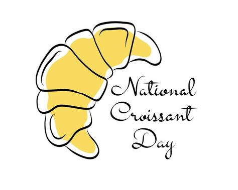 Vector national croissant day illustrati... | Premium Vector #Freepik #vector #sign #holiday #yellow #food Croissant Vector, Idea Generation, Yellow Food, Day Illustration, Premium Vector, Hand Drawn, How To Draw Hands, Portfolio, Yellow