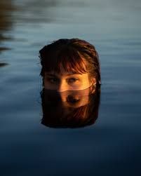 Womans Face on Water · Free Stock Photo Head In Water Photography, Person In Water Aesthetic, Head Peaking Out Of Water, Head Submerged In Water, Person Submerged In Water, Face In Water Painting, Head Half In Water, Water Portrait Art, Head Poking Out Of Water