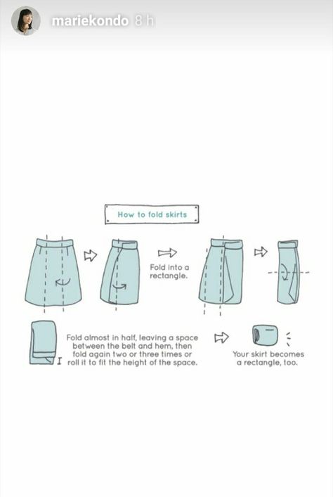 How To Fold Skirts By Marie Kondo Skirt Reference, Konmari Organizing, Marie Kondo Organizing, Save Closet Space, Clothes Drawer Organization, Closet Organisation, Declutter Closet, Clothes Organization Diy, How To Fold