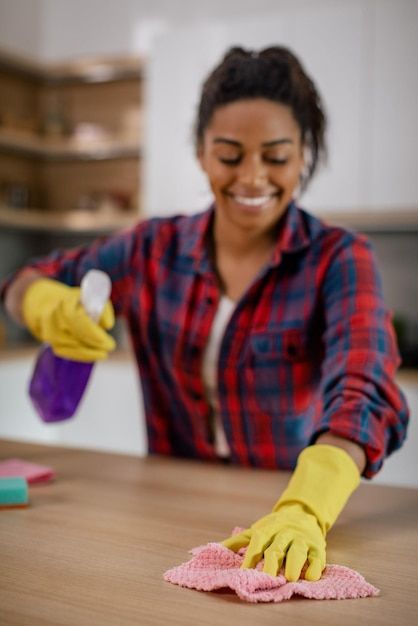 Woman Cleaning, Cleaning Lady Pictures, Cleaning Pictures For Business, White Kitchen Interior, Cleaning Lady, Cleaning Surface, Vision Board Pictures, Vision Board Photos, Young Black