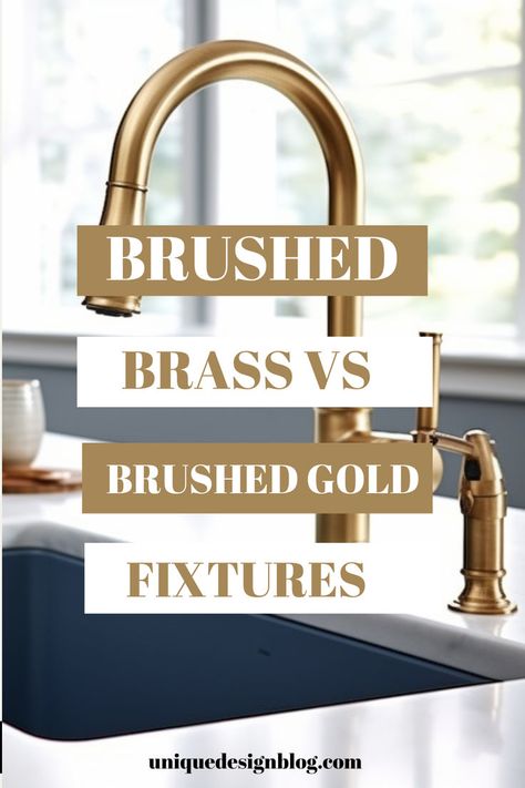 I am so glad I found this. Such a great easy guide explaining the differences and how to choose the right fixtures. Brass Fixtures Kitchen, Brushed Gold Bathroom Fixtures, Brushed Brass Kitchen Faucet, Brushed Brass Bathroom Fixtures, Brushed Gold Fixtures, Gold Faucet Kitchen, Brushed Gold Kitchen Faucet, Gold Bathroom Fixtures, Brass Bathroom Fixtures