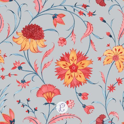 Chintzy floral seamless pattern 🌸 #pattern #handpainted #seamlesspattern #chintz #indiandesign #patternmockup #textiledesigner #patterndesign #printmockup #surfacepatterndesign #printdesigner #original #printsandpatterns #printstale Chintzy Floral, Chintz Print, Floral Seamless Pattern, Print Mockup, Indian Design, Surface Pattern Design, Textile Design, Pure Silk, Seamless Pattern