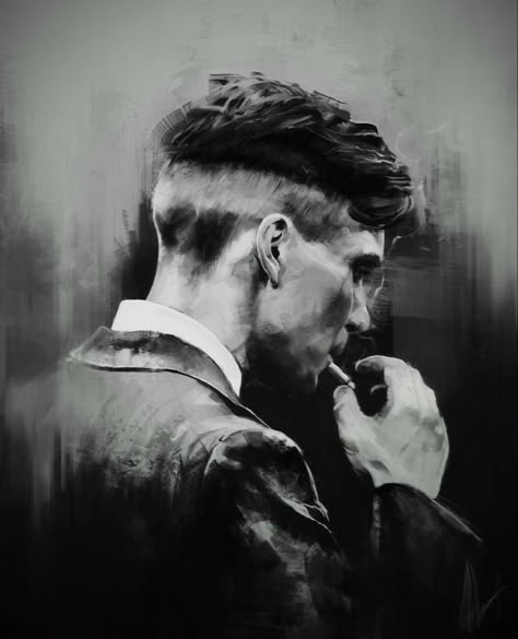 Thomas Shelby Painting, Tommy Shelby Drawing, Thomas Shelby Drawing, Thomas Shelby Art, Quetzalcoatl Tattoo, Tiger Tattoo Sleeve, Peaky Blinders Poster, Peaky Blinders Characters, Lion Sketch