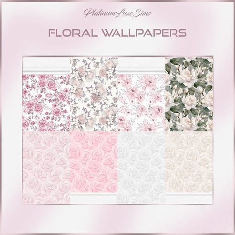 Floral Wallpapers & Matching Plain Walls - The Sims 4 Build / Buy - CurseForge Sims 4 Cc House Exterior Walls, Sims 4 Build Cc Wall, Wallpapers Sims 4 Cc, Ts4 Wall Cc, Cc Wallpaper Sims 4, Sims 4 Build Cc Wallpaper, Sims 4 Cc Walls Patreon, Sims 4 Wall Cc Wallpapers, The Sims 4 Wallpaper Cc