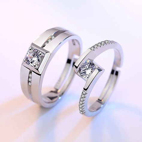 Couple Ring Design, Engagement Rings Couple, Promise Rings For Couples, Ring Man, Couples Ring Set, Couple Wedding Rings, Couple Ring, Jewels Rings, Couple Jewelry