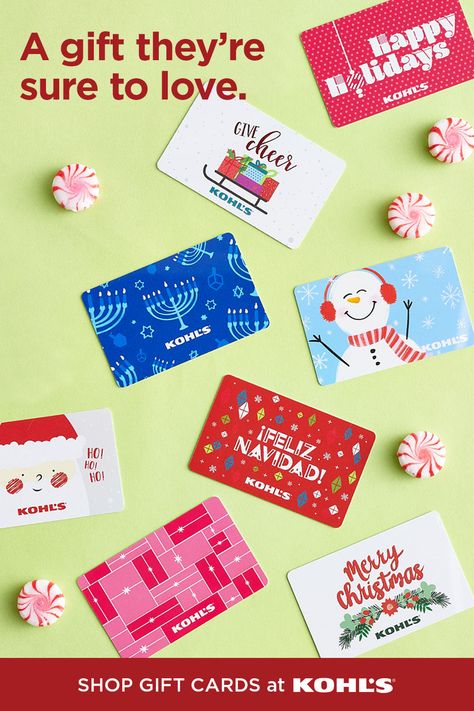 This holiday season, give a gift they’re sure to love with a Kohl’s gift card. These cute designs add a festive touch to any card, stocking or present. You can pick one up in store or send one by mail. (They ship for free!) Need to send something right away? Choose an e-gift card that emails to your loved ones in an instant. Shop gift cards and more at Kohl’s and Kohls.com. #giftcards #giftideas