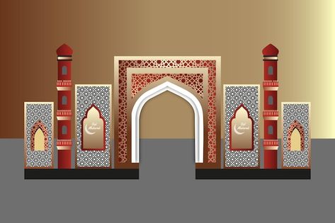 Entrance Arch, Gate Decoration, Islamic Events, Mosque Design, Boundary Walls, Arabic Design, Door Gate, Gate Design, Booth Design