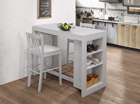 20 Space-Saving Dining Tables for Your Apartment | Brit   Co Kitchen Table Small Space, Space Saving Dining Table, Grey Counter, Small Living Room Furniture, Modular Kitchen Cabinets, Expandable Dining Table, Counter Height Dining Table, Counter Height Table, Tiny Apartment