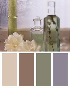 Flattering colors for a bathroom and relaxing for a bedroom. Description from pinterest.com. I searched for this on bing.com/images Spa Bathroom Colors, Spa Room Ideas, Bathroom Color Palette, Best Bathroom Colors, Massage Room Decor, Spa Colors, Zen Bathroom, Zen Colors, Zen Room