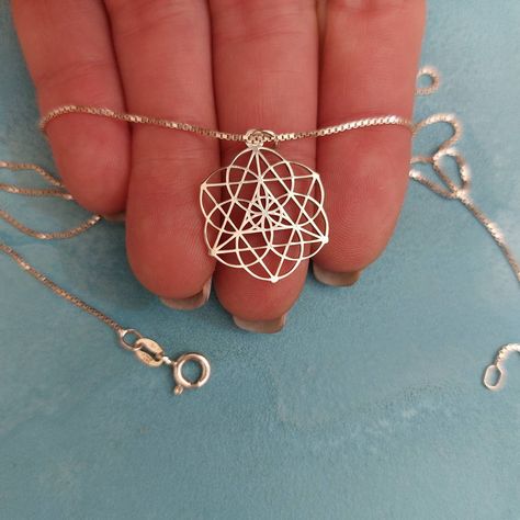 "Seed Of Life Necklace 🌸 Flower Of Life Charm 🌸 Magen David Pendant" Sterling Silver Star Of David Jewelry Stamped 925, Handmade Sterling Silver Star Of David Jewelry, Merkaba Necklace, Mandala Boho, Life Jewelry, Seed Of Life, Silver Jewelry Design, Star Gift, Gifts For Your Girlfriend