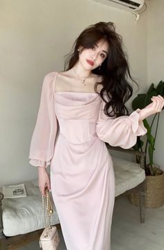 Gaun Koktail, Midi Dress Chic, Party Mode, Street Dress, Fairy Dresses, Women Bodycon Dress, Ruffles Fashion, Korean Dress, Vestidos Vintage