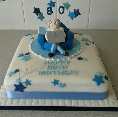 80th Birthday cake #www.celebrationcakesmarske.co.uk 80th Birthday Cake For Men, Birthday Cake For Father, Dad Birthday Cakes, 80 Birthday Cake, Father Birthday, Cake Decorating Piping, Tree Cakes, Birthday Cakes For Men, 50th Birthday Cake