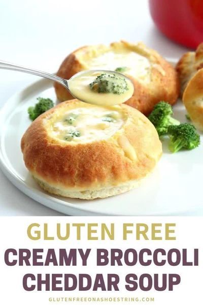 Gluten Free Bread Bowl Recipe, Gluten Free Broccoli Cheddar Soup, Creamed Soups, Broccoli And Cheddar Soup, Creamy Broccoli Cheddar Soup, Broccoli And Cheddar, Bread Bowl Recipe, Creamy Soups, Gluten Free Comfort Food